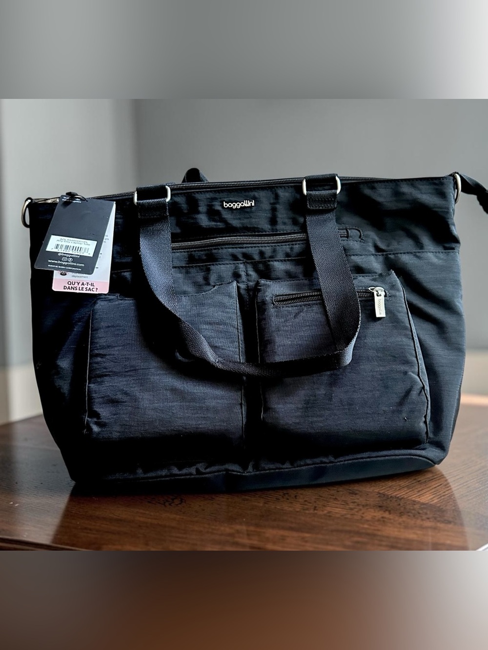NWT Bagallini Any Day Laptop Tote - Travel Bag - Black - Versatile
